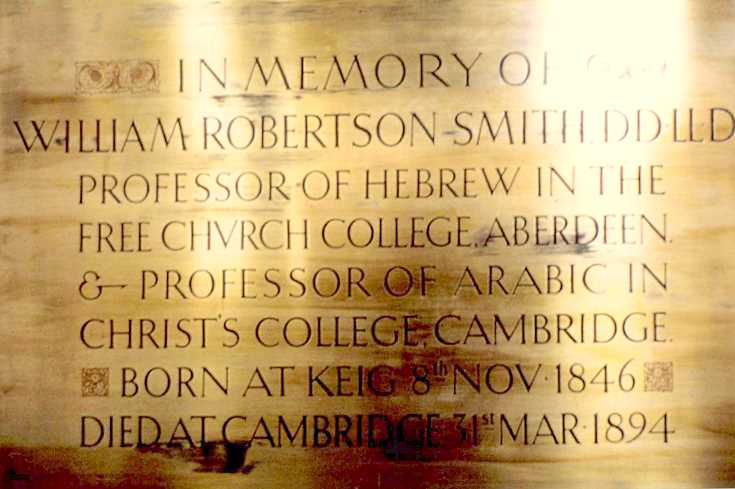 Brass plaque to William Robertson Smith