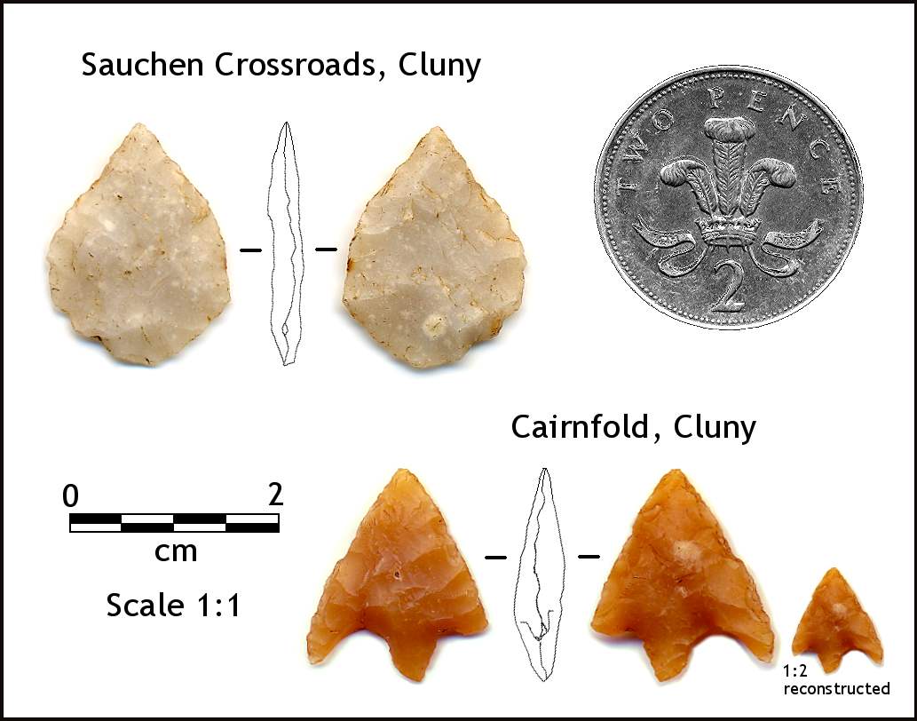 Tanged and Barbed Flint Arrowheads from Cluny
