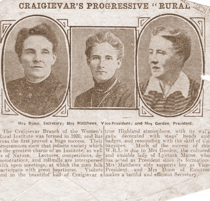 Newspaper article on Craigievar WRI